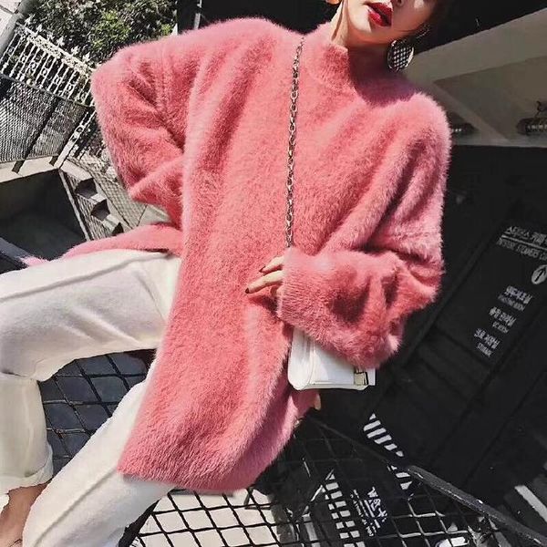 mink half-collar sweater women pullover long loose knit solid color jumper bottoming plus size side split women's sweaters, White;black
mink half-collar sweater women pullover long loose knit solid color jumper bottoming plus size side split women's sweaters, White;black