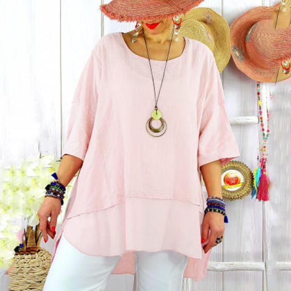 women's blouses & shirts shirt summer fashion plus size irregular casual linen elbow sleeve neck blouse vintage women oversize, White
women's blouses & shirts shirt summer fashion plus size irregular casual linen elbow sleeve neck blouse vintage women oversize, White