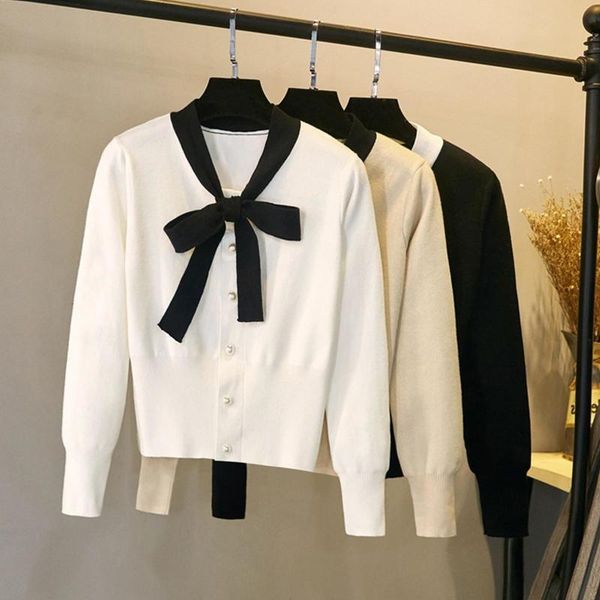 women's sweaters jchb autumn sweater women arrival long sleeve neck tie bowknot knit blouse buttons pullover womens vintage crop top, White;black
women's sweaters jchb autumn sweater women arrival long sleeve neck tie bowknot knit blouse buttons pullover womens vintage crop top, White;black