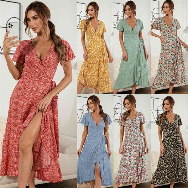 summer v-neck ruffled lace-up small floral printed dress women fashion irregular high split maxi vestido de mujer 210517, Black;gray
summer v-neck ruffled lace-up small floral printed dress women fashion irregular high split maxi vestido de mujer 210517, Black;gray