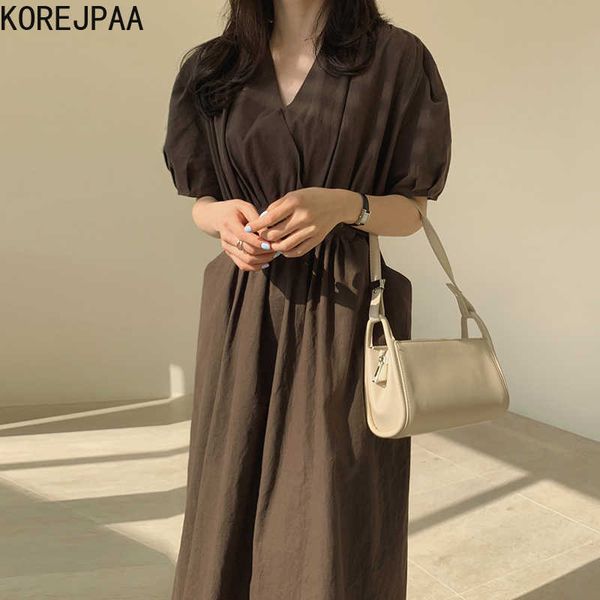korejpaa women dress summer korean chic retro lazy style cross v-neck thin wrinkled high waist loose big pocket vestidos 210526, Black;gray
korejpaa women dress summer korean chic retro lazy style cross v-neck thin wrinkled high waist loose big pocket vestidos 210526, Black;gray