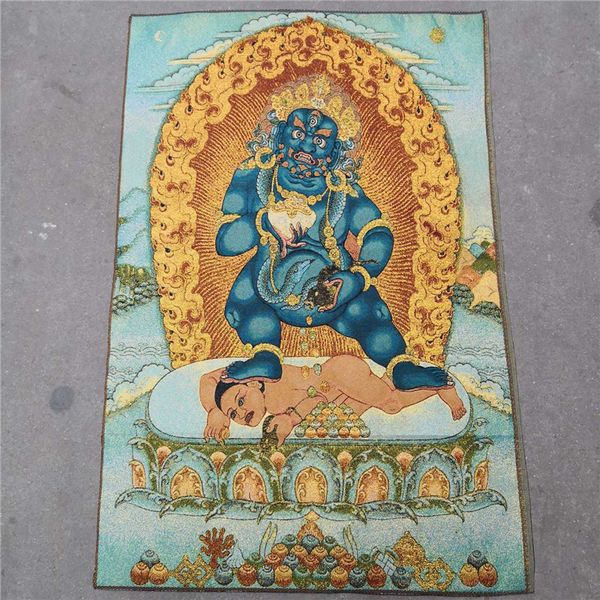 china old tibet silk thangka like hanging painting fengshui tibetan buddhas wealth statue, Brown
china old tibet silk thangka like hanging painting fengshui tibetan buddhas wealth statue, Brown