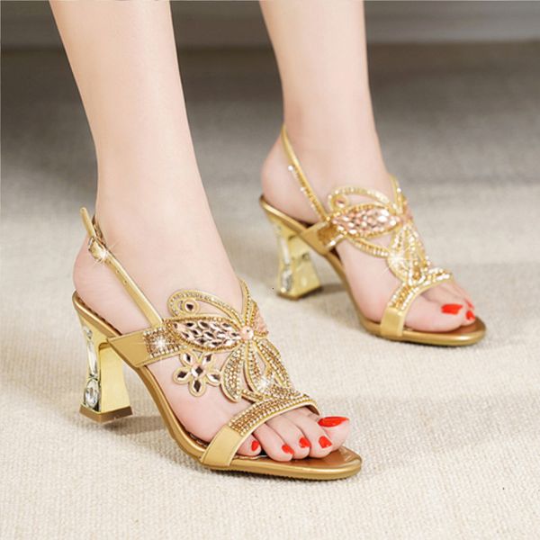 sandal women's strass 2021 wholesale high heels crystal sandals, Black