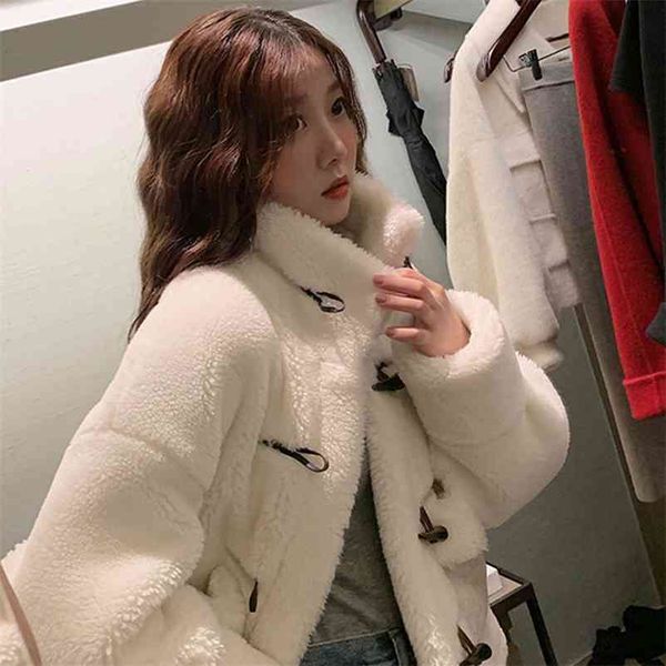 women winter lamb cashmere jacket outerwear vintage warm standing collar loose horn buckle thickening faux fur overcoat 210519, Black
women winter lamb cashmere jacket outerwear vintage warm standing collar loose horn buckle thickening faux fur overcoat 210519, Black