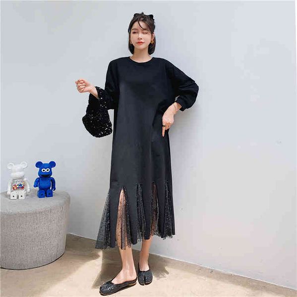 hoodies 2021 spring and summer korean female lasso sews on knee big hedging size around the neck dressed in long sleeves, Black
hoodies 2021 spring and summer korean female lasso sews on knee big hedging size around the neck dressed in long sleeves, Black