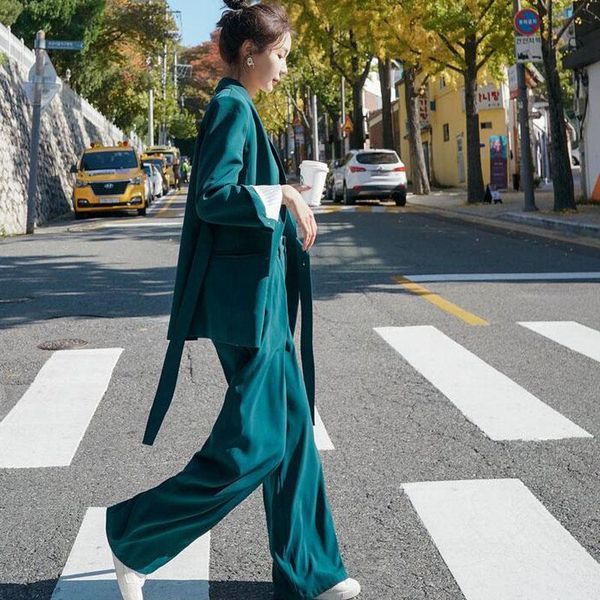 women's suits & blazers high street fashion women blazer suit 2021 casual long lace up female+loose wide leg pant spring two piece set, White;black
women's suits & blazers high street fashion women blazer suit 2021 casual long lace up female+loose wide leg pant spring two piece set, White;black