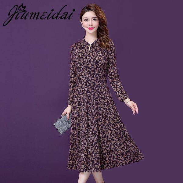 casual dresses jiumeidai 2021 women autumn elegant a-line dress office lady print retro robe femme vintage designer party clothing plus size, Black;gray
casual dresses jiumeidai 2021 women autumn elegant a-line dress office lady print retro robe femme vintage designer party clothing plus size, Black;gray