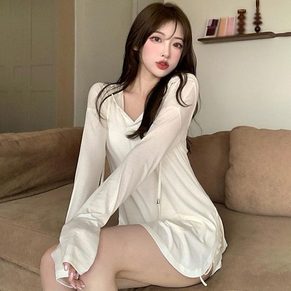 women's t-shirt pure color hooded casual self-cultivation outer wear sun protection shirt thin, White
women's t-shirt pure color hooded casual self-cultivation outer wear sun protection shirt thin, White