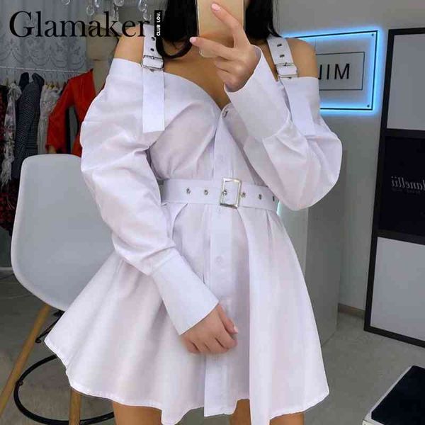 glamaker cold shoulder women white dress summer backless short vintage dress elagant female chic mini ladies dress new 210414, Black;gray
glamaker cold shoulder women white dress summer backless short vintage dress elagant female chic mini ladies dress new 210414, Black;gray