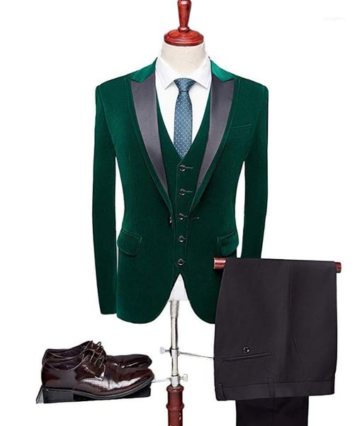 

men's suits & blazers mens suit customized velvet wine red pant business office green tuxedos formal work wear 3 set(blazer+vest+pants+, White;black