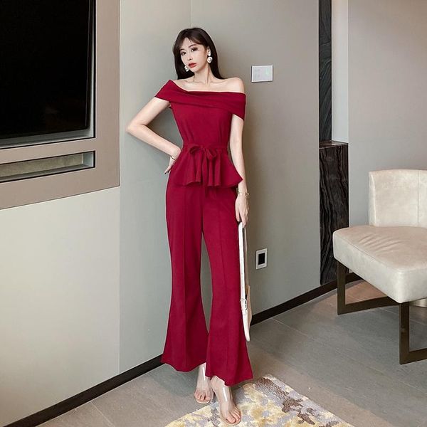 women's tracksuits summer women formal 2 piece pant suit 2021 fashion strapless ruffles ol blouse + slim work long length pants set, Gray
women's tracksuits summer women formal 2 piece pant suit 2021 fashion strapless ruffles ol blouse + slim work long length pants set, Gray