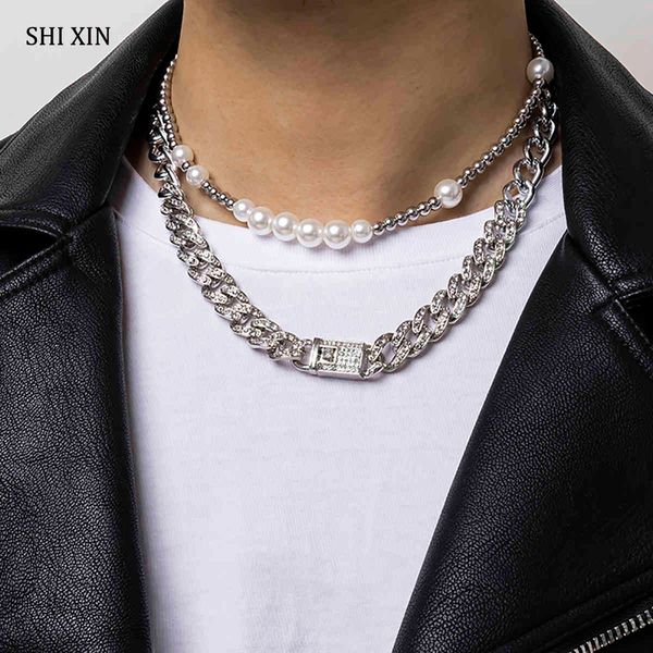 shixin hiphop iced out rhinestone chain choker necklace colar for women/men layered pearl/crystal necklace cuban link chain neck x0509, Black
shixin hiphop iced out rhinestone chain choker necklace colar for women/men layered pearl/crystal necklace cuban link chain neck x0509, Black