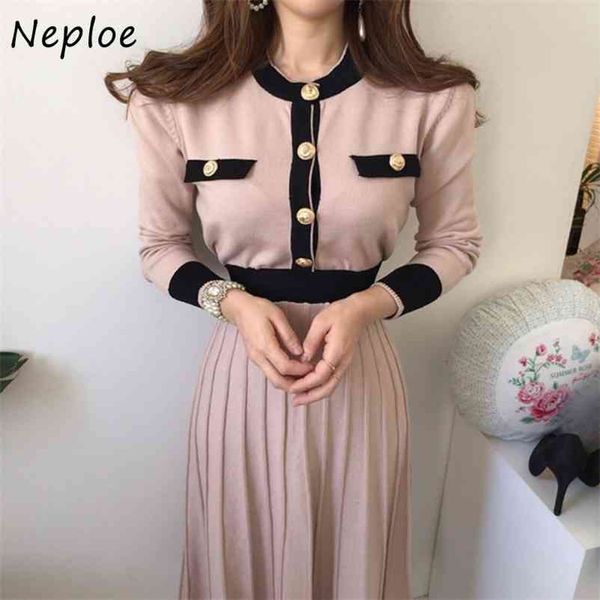 neploe back drawstring bow knitted dresses women o-neck high waist pleated dress autumn elegant chic button vestidos 1h203 210409, Black;gray
neploe back drawstring bow knitted dresses women o-neck high waist pleated dress autumn elegant chic button vestidos 1h203 210409, Black;gray