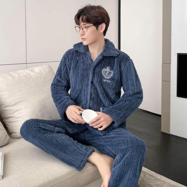 men's sleepwear thicken coral fleece pajamas for men flannel 2 pieces pjs suit soft nightwear casual pyjamas loose striped loungewear, Black;brown
men's sleepwear thicken coral fleece pajamas for men flannel 2 pieces pjs suit soft nightwear casual pyjamas loose striped loungewear, Black;brown