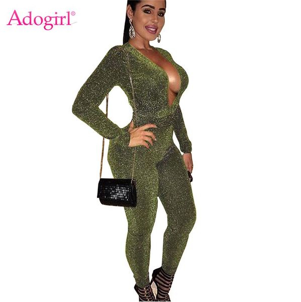 women's jumpsuits & rompers adogirl metallic glitter women bandage jumpsuit deep v neck long sleeve romper bar night club party bodysui, Black;white
women's jumpsuits & rompers adogirl metallic glitter women bandage jumpsuit deep v neck long sleeve romper bar night club party bodysui, Black;white