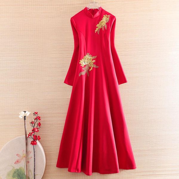 chinese style women qipao dress autumn royal embroidery floral vingtage elegant slim lady luxurious cheongsum party s-xxl ethnic clothing, Red
chinese style women qipao dress autumn royal embroidery floral vingtage elegant slim lady luxurious cheongsum party s-xxl ethnic clothing, Red