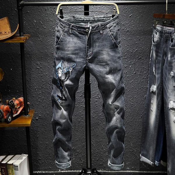 men's fashion casual jeans vintage denim long pants motorcycle wrinkle multi-pocket trousers, Blue
men's fashion casual jeans vintage denim long pants motorcycle wrinkle multi-pocket trousers, Blue