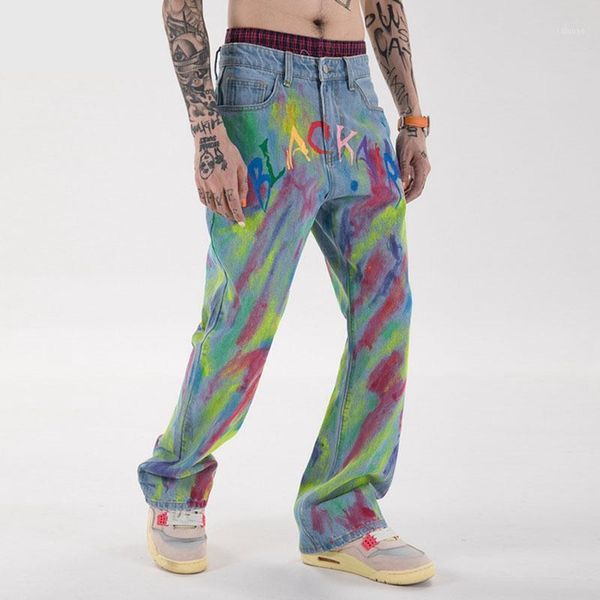 men's jeans chaopai man women flare pants 2021 wide leg hip hop color graffiti vintage streetstyle fashion jean men trousers, Blue
men's jeans chaopai man women flare pants 2021 wide leg hip hop color graffiti vintage streetstyle fashion jean men trousers, Blue