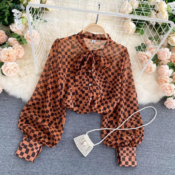 women's blouses & shirts 2021 spring autumn women french retro bow round neck long-sleeved single-breasted plaid chiffon shirt blouse b, White
women's blouses & shirts 2021 spring autumn women french retro bow round neck long-sleeved single-breasted plaid chiffon shirt blouse b, White