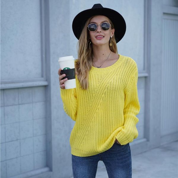 women's sweaters yellow knited sweater women 2021 fall fashion round neck office lady pullover winter clothes for, White;black
women's sweaters yellow knited sweater women 2021 fall fashion round neck office lady pullover winter clothes for, White;black
