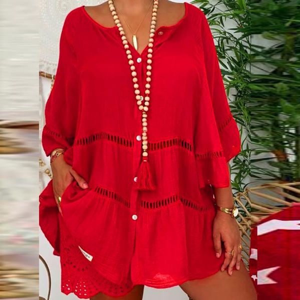 fashion women casual solid blouse plus size cotton and linen hollow out o-neck pullover flare sleeves shirt t-shirt women's sweaters, White;black
fashion women casual solid blouse plus size cotton and linen hollow out o-neck pullover flare sleeves shirt t-shirt women's sweaters, White;black