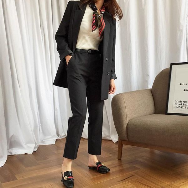 women pant suits formal spring and autumn fashion casual black temperament slim office business ol professional two-piece set women's t, White
women pant suits formal spring and autumn fashion casual black temperament slim office business ol professional two-piece set women's t, White
