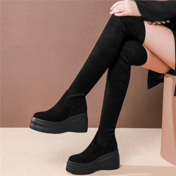 boots stretchy velvet pumps shoes women genuine leather wedges high heel over the knee female thigh fashion sneakers, Black
boots stretchy velvet pumps shoes women genuine leather wedges high heel over the knee female thigh fashion sneakers, Black