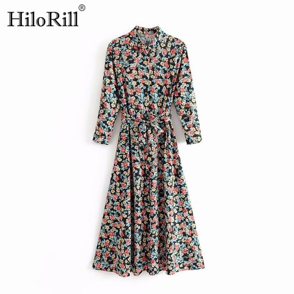 women chic floral print dress three quarter sleeve sashes long party casual turn down collar ladies shirt es 210508, Black;gray
women chic floral print dress three quarter sleeve sashes long party casual turn down collar ladies shirt es 210508, Black;gray