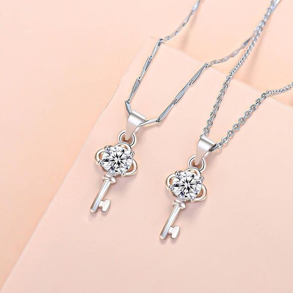 chains 2021 key necklace female korean temperament student personality zircon pendant with cross chain melon seed couple gift, Silver
chains 2021 key necklace female korean temperament student personality zircon pendant with cross chain melon seed couple gift, Silver
