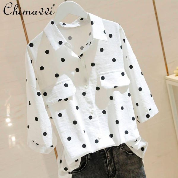 women's blouses & shirts long sleeve dot white shirt plus size loose casual female collar straight and
women's blouses & shirts long sleeve dot white shirt plus size loose casual female collar straight and