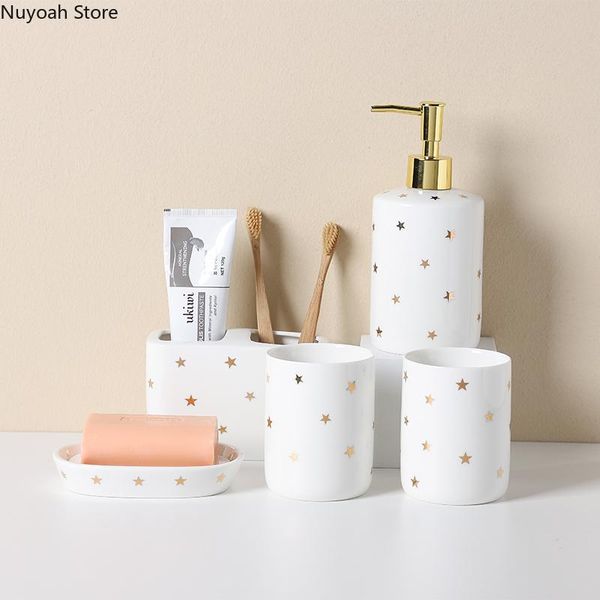 household bathroom supplies white ceramic toothbrush holder lotion bottle toothpaste dispenser decoration accessories bath accessory set
household bathroom supplies white ceramic toothbrush holder lotion bottle toothpaste dispenser decoration accessories bath accessory set