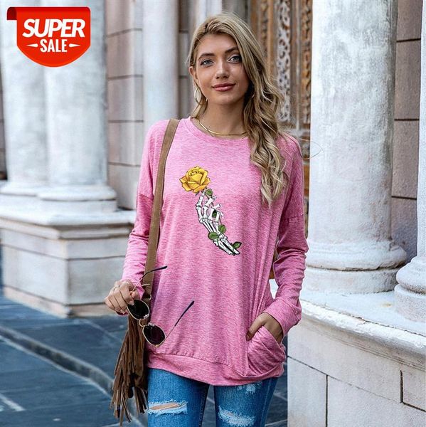 spot explosion models european and american women's rose skull hand pocket sweater loose long-sleeved t-shirt women #ws2s, White
spot explosion models european and american women's rose skull hand pocket sweater loose long-sleeved t-shirt women #ws2s, White