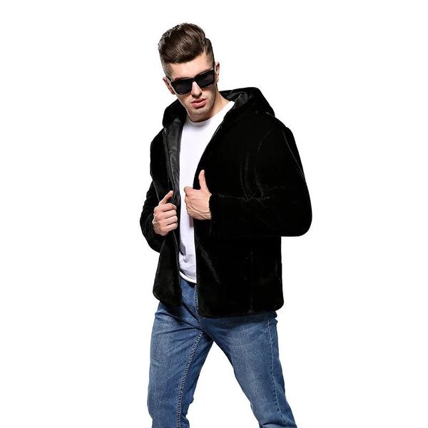 men's fur & faux fashion men coat winter thick warm fluffy male casual loose hooded outwear, Black
men's fur & faux fashion men coat winter thick warm fluffy male casual loose hooded outwear, Black