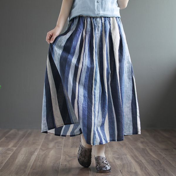 johnature cotton linen retro strip pockets elastic waist all-match half skirts summer loose leisure women fashion skirt 210521, Black
johnature cotton linen retro strip pockets elastic waist all-match half skirts summer loose leisure women fashion skirt 210521, Black