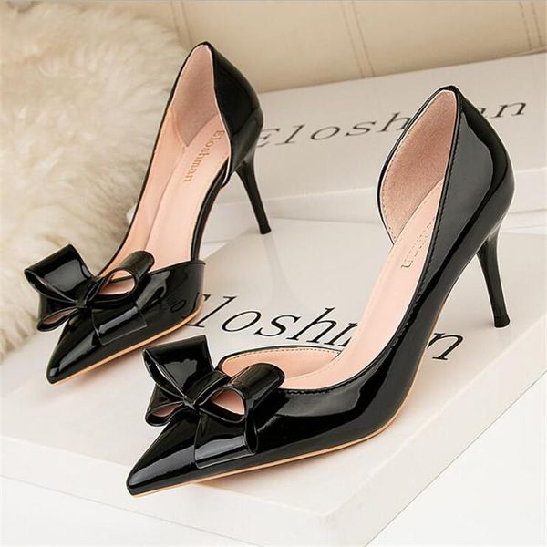 dress shoes fashion delicate sweet bowknot high heel side hollow pointed women pumps toe 7cm thin, Black
dress shoes fashion delicate sweet bowknot high heel side hollow pointed women pumps toe 7cm thin, Black