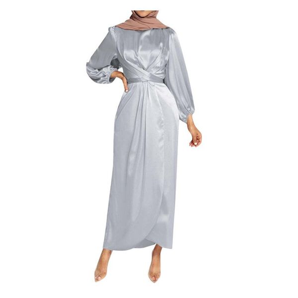 casual dresses women muslim satin puff long sleeve maxi dress solid wrap front self-tie abaya dubai turkey hijab robe kaftan, Black;gray
casual dresses women muslim satin puff long sleeve maxi dress solid wrap front self-tie abaya dubai turkey hijab robe kaftan, Black;gray