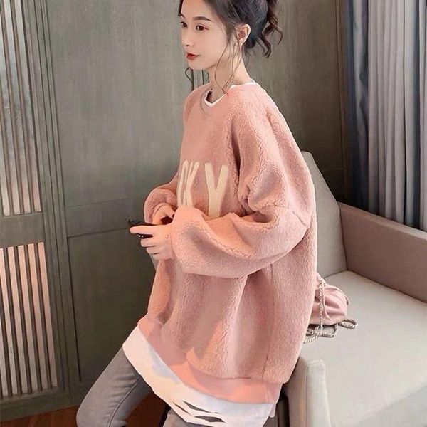 women's sweaters loose and fake two piece coat cashmere sweater ins, White;black
women's sweaters loose and fake two piece coat cashmere sweater ins, White;black