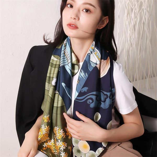 scarves peach-yao ladies elegant large soft shawl wrap hijab women bandana foulard neckerchief 100% silk 90x90cm square striped scarf, Blue;gray
scarves peach-yao ladies elegant large soft shawl wrap hijab women bandana foulard neckerchief 100% silk 90x90cm square striped scarf, Blue;gray
