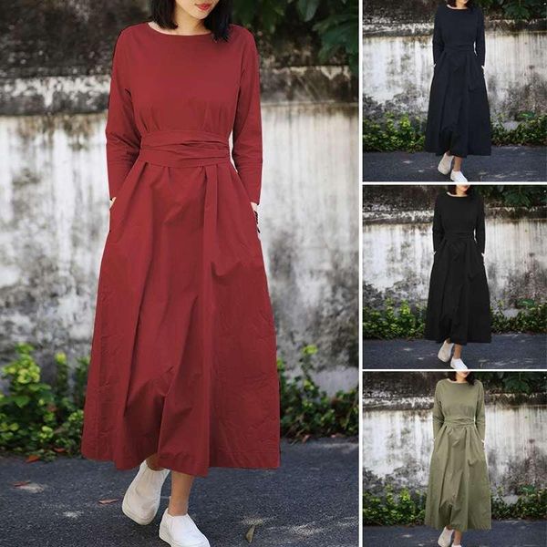 retro solid maxi dress women's autumn sundress belted casual long sleeve vestidos female cotton robe oversized 5xl dresses, Black;gray
retro solid maxi dress women's autumn sundress belted casual long sleeve vestidos female cotton robe oversized 5xl dresses, Black;gray