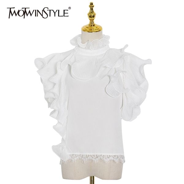 patchwork lace ruffle shirt for women stand collar short sleeve casual white blouse female fashion clothing 210524
patchwork lace ruffle shirt for women stand collar short sleeve casual white blouse female fashion clothing 210524
