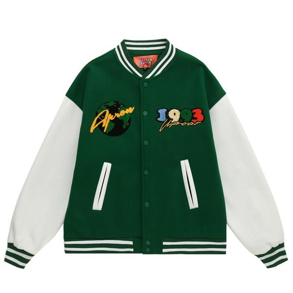 men's jackets retro pu leather patchwork green bomber jacket oversize streetwear mens harajuku letter embroidery varsity baseball coa, Black;brown
men's jackets retro pu leather patchwork green bomber jacket oversize streetwear mens harajuku letter embroidery varsity baseball coa, Black;brown