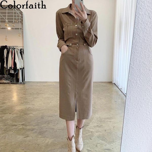 colorfaith 2021 autumn winter women dresses turn-down collar pockets split buttons vintage cargo lady long dr1061 casual, Black;gray
colorfaith 2021 autumn winter women dresses turn-down collar pockets split buttons vintage cargo lady long dr1061 casual, Black;gray