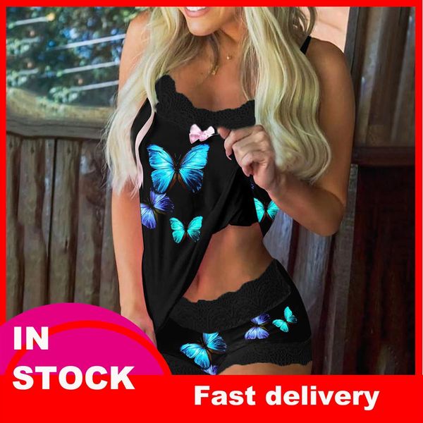 40 plus size pajamas set womens sleepwears butterfly prints pyjamas sleeveless lace v neck cami shorts lingerie sleepwear pijama, Black;red
40 plus size pajamas set womens sleepwears butterfly prints pyjamas sleeveless lace v neck cami shorts lingerie sleepwear pijama, Black;red