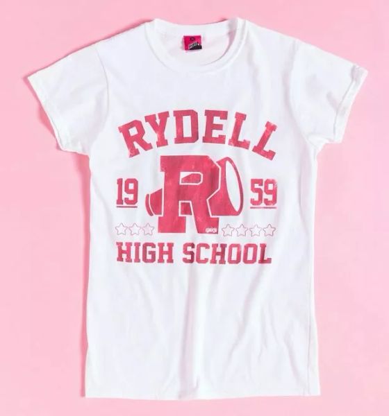 official women's grease rydell high school athletic white fitted t-shirt, White;black
official women's grease rydell high school athletic white fitted t-shirt, White;black