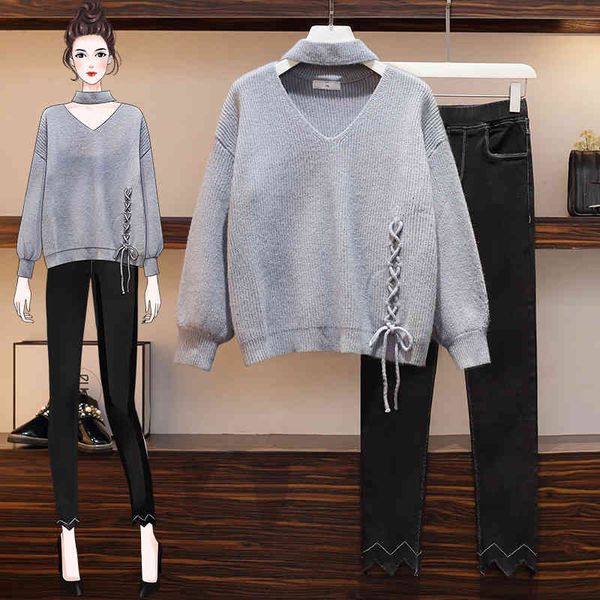 casual dresses big yards winter v-neck bowknot sweater jeans pants women two-piece clothing set outfit vogue leisure lady suit xayy, Black;gray
casual dresses big yards winter v-neck bowknot sweater jeans pants women two-piece clothing set outfit vogue leisure lady suit xayy, Black;gray