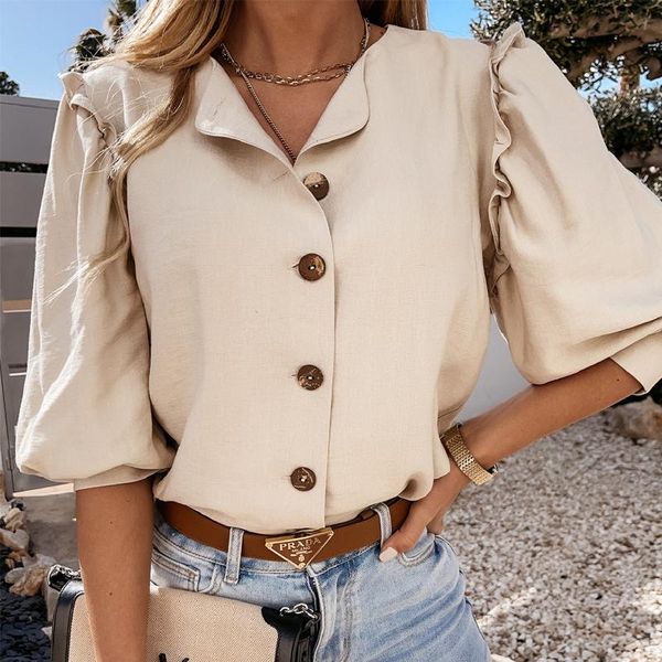 women's blouses & shirts office lady elegant v-neck button blouse spring retro ruffle design long sleeve women fashion casual loose bl, White
women's blouses & shirts office lady elegant v-neck button blouse spring retro ruffle design long sleeve women fashion casual loose bl, White