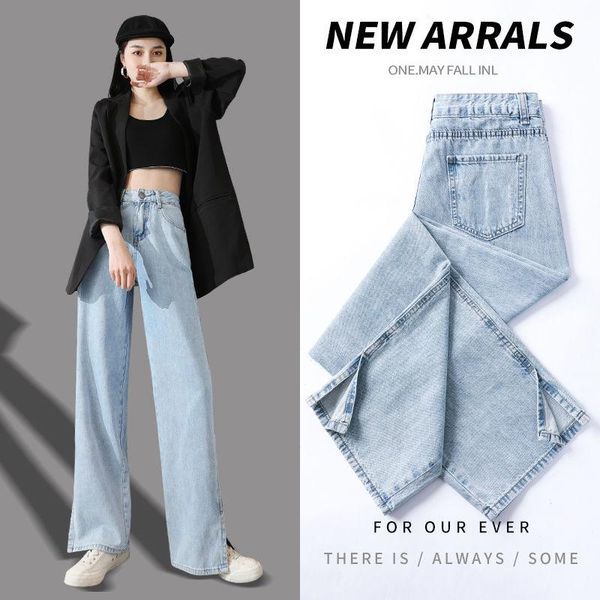 women's jeans thin slit wide leg high waist 2021 summer loose korean-style slim mopping trousers light color, Blue
women's jeans thin slit wide leg high waist 2021 summer loose korean-style slim mopping trousers light color, Blue