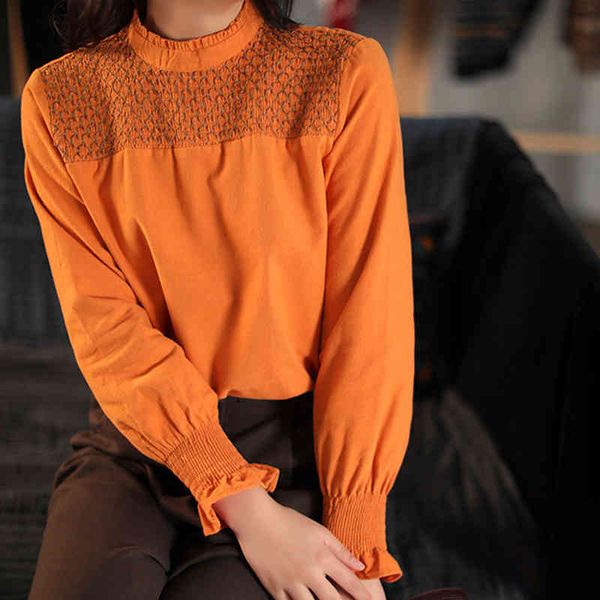 johnature o-neck solid color blouses ruffles casual loose vintage winter women cotton mori girls shirts 210521, White
johnature o-neck solid color blouses ruffles casual loose vintage winter women cotton mori girls shirts 210521, White