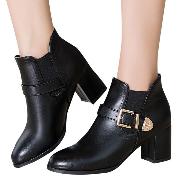 slippers sagace boots women's solid round toe large size buckle mid heel shoes ankle high heels, Black
slippers sagace boots women's solid round toe large size buckle mid heel shoes ankle high heels, Black