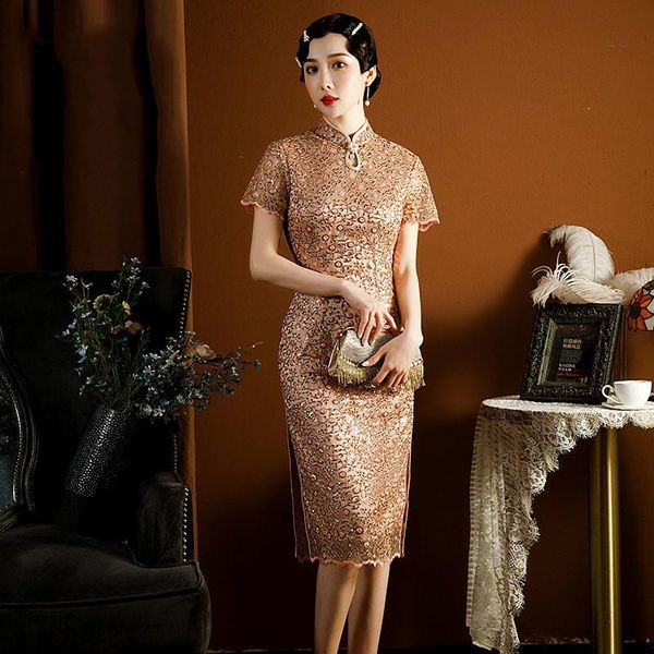 ethnic clothing embroidery floral chinese traditional qipao lace slim champagne cheongsam large size beads sequins dresses satin vestid, Red
ethnic clothing embroidery floral chinese traditional qipao lace slim champagne cheongsam large size beads sequins dresses satin vestid, Red